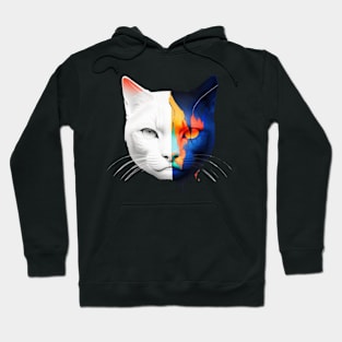 Half White, Half Colorful Cat Hoodie